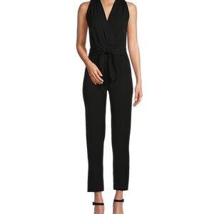 Antonio Melani Elegant Black Sleeveless V-Neck Tie Waist Evelyn Jumpsuit, Size 4